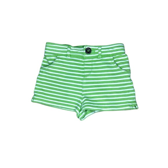 GAP KIDS White Green Striped Flat Front Shorts Girls Size 18-24 months - Picture 1 of 3